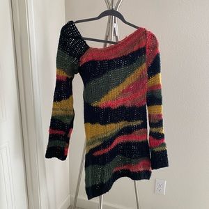 Asymmetrical artistic mohair sweater